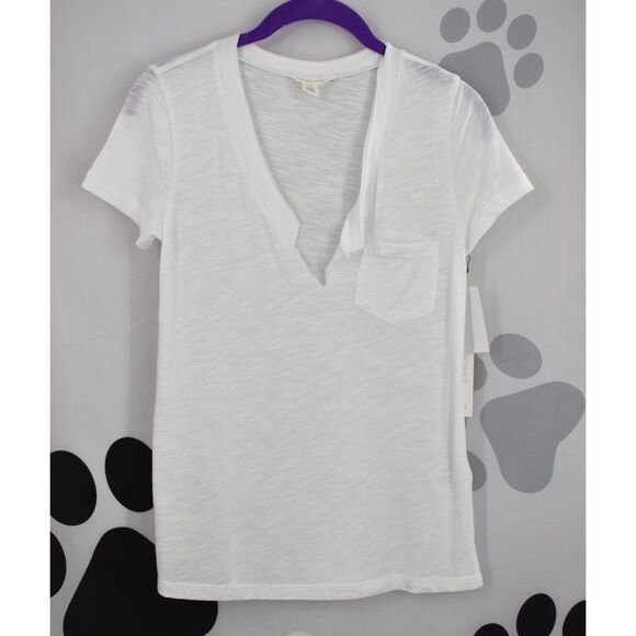 Caslon NWT V Neck Short Sleeve Pocket T Shirt Custom Cut White Size XXSmall New - Picture 3 of 9